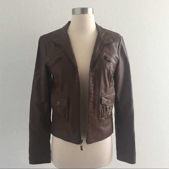 Miss Sixty Jackets & Blazers - Miss Sixty M60 Brown Vegan Leather Utility Jacket!